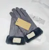 Nuevos guantes de Cachemira de lona para mujer, guantes de moda de cinco dedos a prueba de viento de felpa cálidos de otoño 2060