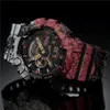 Men's Sports Iced out watch Digital Quartz Watch LED Dual Display One Piece Automatic Hand Raise Light Waterproof and Shockpr215w