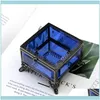 Förpackning av smyckenbllue Glas Trinka Box Jewelry Keepsake Display Små dekorativa lådor Natur tema Heminredning Rollisiker Giftpåse