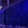 3X6M Blue-White Color LED Star Curtain Party Decoration Stage Backdrop Cloth With DMX512 Lighting Controller For Wedding Event220Q