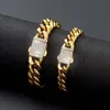 Ketten 614 mm breiter Edelstahl Kubaner Miami Halsketten CZ Zirkon Schloss Große schwere Goldkette für Männer Hip Hop Rapper Schmuck 9539264