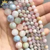 Natural Genuine colorido Morganite Pedra Espaçador Spacer Beads Para Jóias Fazendo Braceletes Diy Colares 15 polegadas 6/8 / 10mm