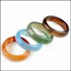 Tre stenringar 20st grossistpartier Colorf Mix Natural Agate Band Gemstone Rings Jade Jewelry HFGKL