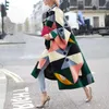 여성 트렌치 코트 인쇄 된 옷깃 느슨한 긴 트럼펫 슬리브 ​​재킷 패션 코트 가을과 겨울 2021