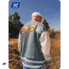 Inflação Streetwear Varsity Jaqueta Homens Mulheres Oversized Baseball Casaco de Beisebol Moda Manga de Couro Grossas Outwear 211126