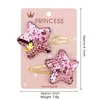 Épingles à cheveux BB Clips dorées pour bébés filles, avec carte en papier, paillettes dégradées, couronne de cœur d'amour cinq étoiles, accessoires de cheveux de princesse à la mode pour enfants, barrette mignon cadeau de noël