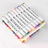 1224366080 Color Permanent Markers Manga Drawing Pen Alcohol Based Sketch FeltTip Oily Twin Brush Art Supplies Y200709