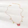 Pendant Necklaces Luxury Women Butterfly Female Colorful Rhinestone Gold Chain Simple Choker Necklace Jewelry For Girls