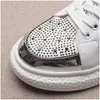 New Men Glitter Fashion Black White Rhinestone Casual Lace Up Shoes Flats Male Designer Prom Sneakers Loafers Zapatos Ho 3179