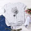 Jcgo verão mulheres camiseta algodão plus tamanho 5xl manga curta libélula dandelion cópia feminina solta casual grande t-shirt top top 210302