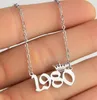 Necklace 2021 fashion jewelry year Necklace crown necklace digital pendant chain stainless steel accessories