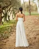 Bohemian Country Halter Wedding Dress Jumpsuit 2021 Sexig Backless Chiffon Robes de Mariée Boho Beach Bride Klänningar med byxa