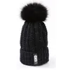 Beanie/Kafatası Kapakları Kadife Kış Şapkaları Kadın Rüzgar Yalıtısı Mektuplar Beanies Tatlı Lady Sıcak Örgü Şapka İmitasyon Rakun Kürk Top Kelepce Baş Kapak SCO