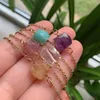 Pendant Necklaces Healing Jewelry Natural Crystal Necklace Stainless Steel Choker Multifaceted Quartz Citrines Amazonite Amethysts Collier