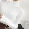Pull à col roulé blanc et semi-petite femme fraîche courte épaisse mince serrée à manches longues chemise tricotée tout-match T200101