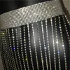 Strass de cristal brillant Mini jupes diamant long gland de luxe sexy femmes en vrac réglable Night Club Party jupe de mode 210315