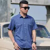 Plus Groot Maat 13XL 7XL 6XL 4XL Mens Business Casual Short Mouwen Shirt Classic Imitation Denim Mannelijke Sociale Jurk Shirts Blauw G0105