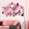 벽 콜라주 프린트 키트에 대 한 50pcs 핑크 미어 사진 여자 벽 아트에 대 한 따뜻한 컬러 룸 장식 룸 기숙사 포스터 210310
