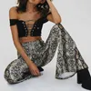 Kvinnor Höst Mode Snake Skin Print Wide Ben Byxor Sexig Party Club Flare Byxor Casual Elastic Waist Byxor Pantalones Q0801