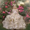 Little A Line Flower Girls Dresses Short Sleeve Kids First Communion Gown Floor Length Toddler Birthday Party Dress