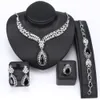 Mode Kristall Halskette Kragen Schmuck Sets Für Frauen Party Zubehör Afrikanische Perlen Ohrringe Armband Ring Sets Vintage Rot Grün Schwarz