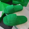 Vrouwen Groene Bont Slippers Handdoek Stijl Sliders Classics Warme Slipper Mode Luxurys Ontwerpers Loafers Burry Dia's Gear Vlakke Bodem Dia Dames 35-41 met Doos