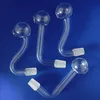 Clear 10mm Male frost Joint Pyrex Glass Oil Burner Pipe Bent for Bong Nail Burning banger rig