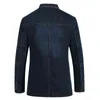 Brand Denim Jacket Mężczyźni Jesień Blazer Slim Fit Wojskowy Single Breasted Turn-Down Collar Dżinsy Płaszcz Plus Rozmiar XXXXL 211214