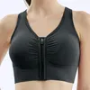 Sports Bras for Women Yoga Front Zipper Gather Effect Cross Shoulder Straps Removable Clothing