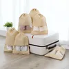 Storage Bags 4pcs Drawstring Shoes Bag Organizer Cover Thicken Cotton And Linen Portable Medium Size For Home Travel