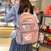 Korea Style Female Student Laptop Backpack Cute Fashion Book Schoolbag Women Kawaii Backpacks Harajuku Girl Mesh College Bag 210922