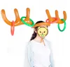 1set Inflatable Santa Funny Reindeer Antler Hat Ring Toss Christmas Holiday Party Game Christmas Outdoor Inflated Toys Supplies9364129