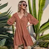 Femmes été Mini robe plage Style a-ligne en mousseline de soie Vintage à manches longues fête décontracté mode coréenne Vestidos Mujer Verano 210625