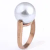 Wedding Rings Rose Gold Color Engagement For Women Jewelry Black Pearl Ring Stainless Steel