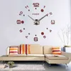 Hause Brief Dot Digitale Wanduhr 3D DIY Große Uhr Acryl Spiegel Wand Aufkleber Übergroßen Küche Wanduhren Modernes Design h1230