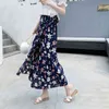 Werueruyu kvinnor hög midja polka dots kjol elegant midi lång s wrap chiffong koreanska mode 210608