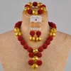 guld halsband afrikanskt beige simulerad pärla nigerianska bröllop set kostym afrikanska smycken set zz05 h1022