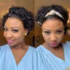 Lace Wigs Short Jerry Curly Pixie Cut Cheveux humains pour les femmes Fermeture malaisienne Pré plumé Deep T Part Remy