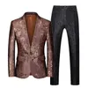 2021 esmoquin de marca de lujo de 2 piezas para hombre, chaqueta y pantalones para fiesta de boda, trajes ajustados para hombre, talla grande S-6XL, chaqueta + Pantalones X0909