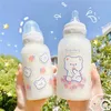 Mignon dessin animé fraise ours verre sucette bouteille d'eau tasse de paille pour enfants adultes lait givré bébé alimentation s 211122