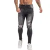 Calças de brim magro dos homens Stretch Reparado Jeans Gereja Hip Hop Afligido Super Skinny Slim Fit Ripped Calças Streetwear tamanho grande