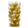 6 CM Gül Altın Noel Ağacı Topları Plastik Temizle Topu Süsleme Dekorasyon Xmas Dekor için Natal Navidad 2022 Yıl 24 Pack 211021