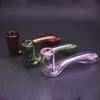 Glasölbrennerpfeife Labs Sherlock Handlöffelpfeifen für trockenen Kräuterwasserbongrauch Stumpfer Bubbler mit Carb Hole-Mischfarbe