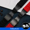 Bracelets de montres Bracelet de montre en acier inoxydable en caoutchouc de silicone pour hommes étanche pour DZ7370 DZ7396 DZ4289 Bracelet à boucle pliante Noir 28mm