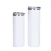 20oz 15oz 12oz Blank rostfritt stål Skinny Tumbler med lock Vin Tumblers Muggar Dubbel Vakuum Isolerad kopp Vattenflaska