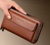 Men Wallets with Coin Pocket Zipper Double Male Long Large Men Purse Coin Clutch Bag Black Business