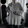 男性韓国のファッションセーターソリッドカラー特大のセーターメンズロングスリーブシャツ秋の冬の服の男性通りの路上プルオーバー220108