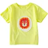 Estilo coreano verão crianças desenhos animados camisetas meninos e meninas algodão leão impressão de manga curta tees tops 210615