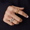 Hot Selling Cuban link Chain Style Finger Ring Personality Silver Gold Adjustable Ring Men Womens Glod Filled Ring Jewelry Gift