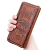 2021 Homens Men Vintage carteira longa PU Pattern Pattern Pattern Walets masculino Holder Casual Purse Wallet2748